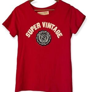 Free Spirit Super Vintage Womens L Red T-Shirt Cotton Patch Graphic Tee